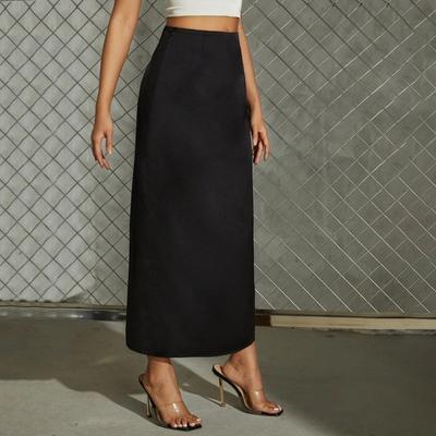 Damen Split Satin Rock Sommerrock