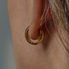 Youthway Classic Style Stainless Steel Earrings  Gold Color Plated Large & Small Line Daily Wear Jewelry