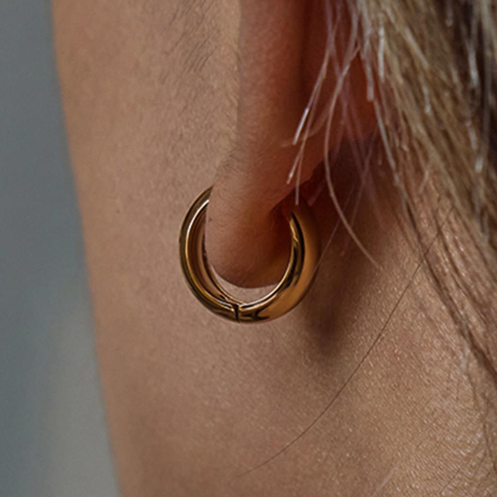 Youthway Classic Style Stainless Steel Earrings Gold Color Plated Large & Small Line Daily Wear Jewelry