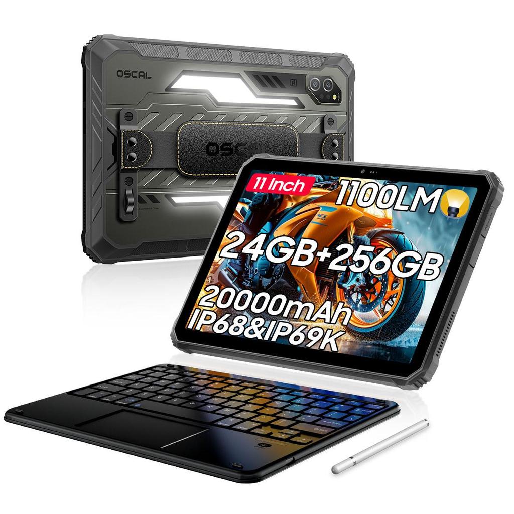 Oscal SPIDER 10 5G Rugged Tablets Android 15 11 Inch Display 8+8 GB RAM 256GB ROM Tablet PC 20000mAh 268.2*179.6*17mm