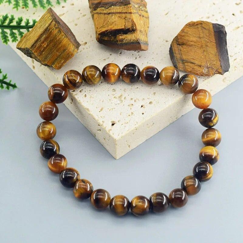 Bracciale Occhio di Tigre Naturale 5A Uomo e Donna Ciondolo Gioielli in Pietra Naturale Guarigione Buddha Cordino Elastico Coppia Bracciale con Perline di Cristallo