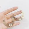 European and American Fashion Personality Exaggerated Retro Style Geometric Moon Shaped Earrings For Women's Zircon