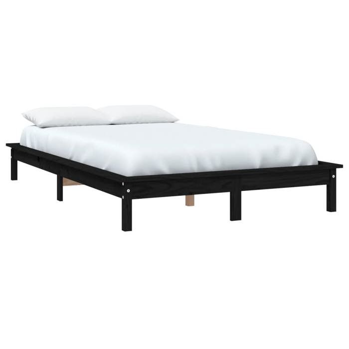 VidaXL Cadre de lit Noir 180x200 cm Bois de pin massif Super King 820560