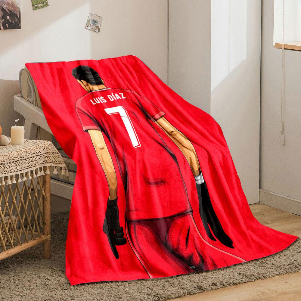 A player in a red jersey with "Luis Díaz" and the number 7 on the back. for all seasons blanket lunch break throw gift