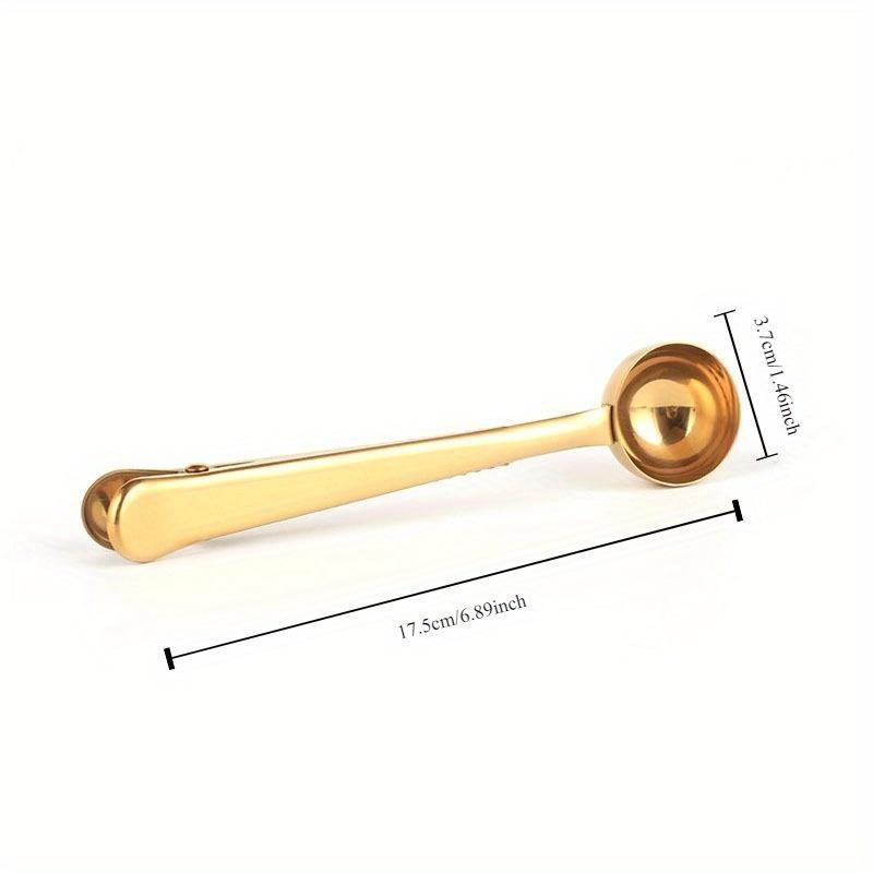 4Pcs 2-in-1 Coffee Scoop 304 Stainless Steel Coffee Powder Measuring Scoop with Sealing Clip Tea Milk Powder Scoop Coffee Accessories