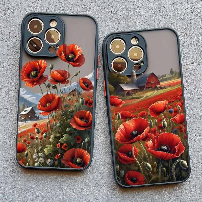Mohnblüten Blüte Heißes Rotes Case Für iPhone 17 16 12 13 Pro Max Mini 11 14 15 Pro Max XS X XR 7 8 Plus Stoßfeste Rückseitenabdeckungen