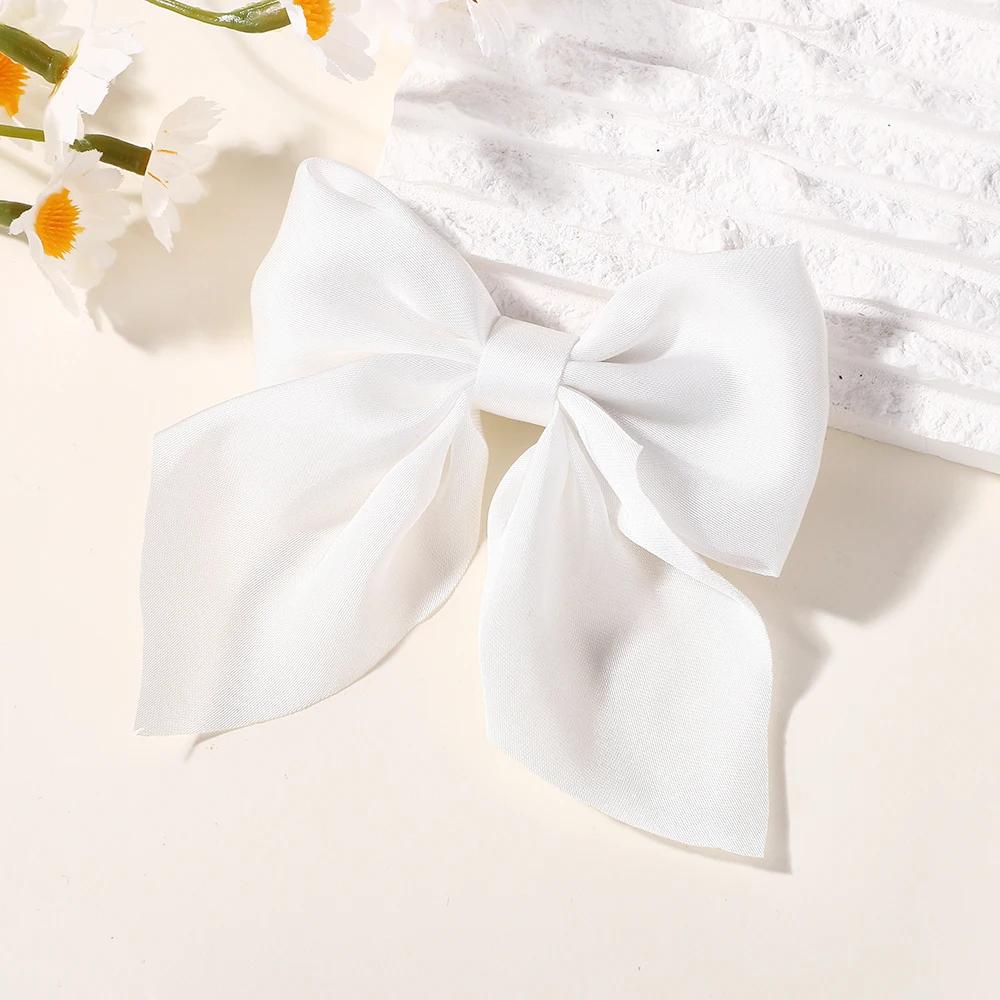 TĘCZOWE KOKARDY 2 SZT. Kokardy do włosów na kucyk dla dziewczynek Klips do włosów 3,3 cala Satynowe Jednokolorowe Spinki do włosów Damskie Grzywki Klips do włosów