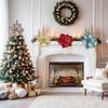 Artificial Christmas Flowers Large Glitter Magnolia Decoration Sparkling Xmas Tree Ornaments Wreath Garland Home Party Decor DIY Crafts