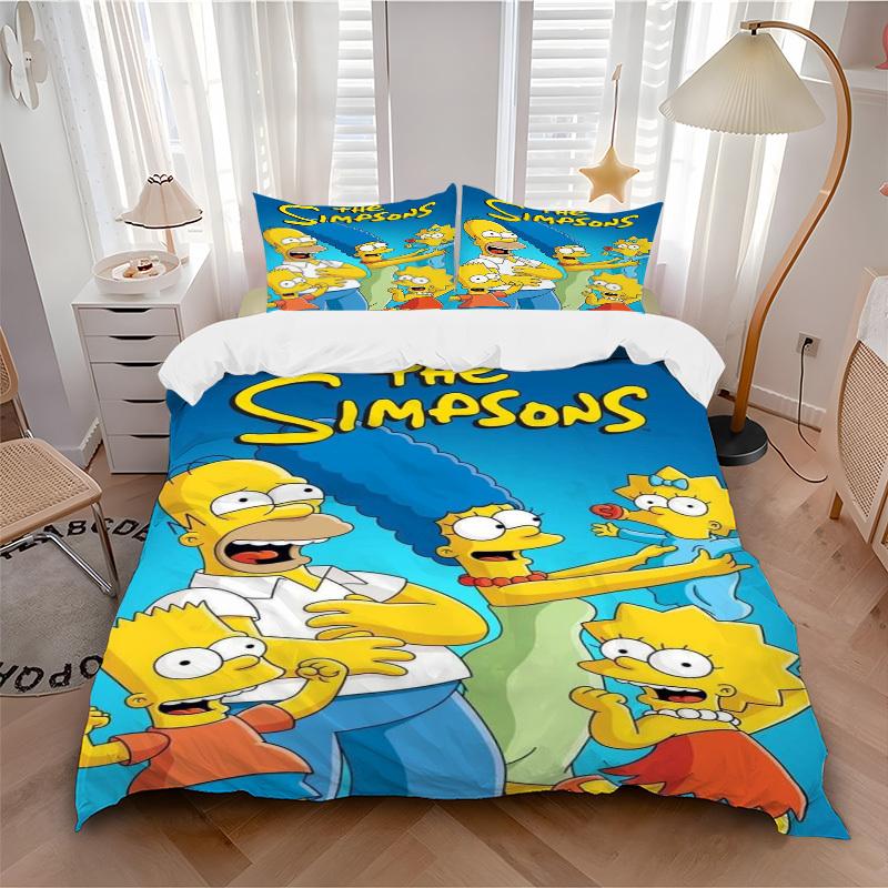 The Simpsons Family Bedding Set Comforter Cover Gift for Bedroom,Includes 1 Cover and 2 Pillowcases, No InsertB465