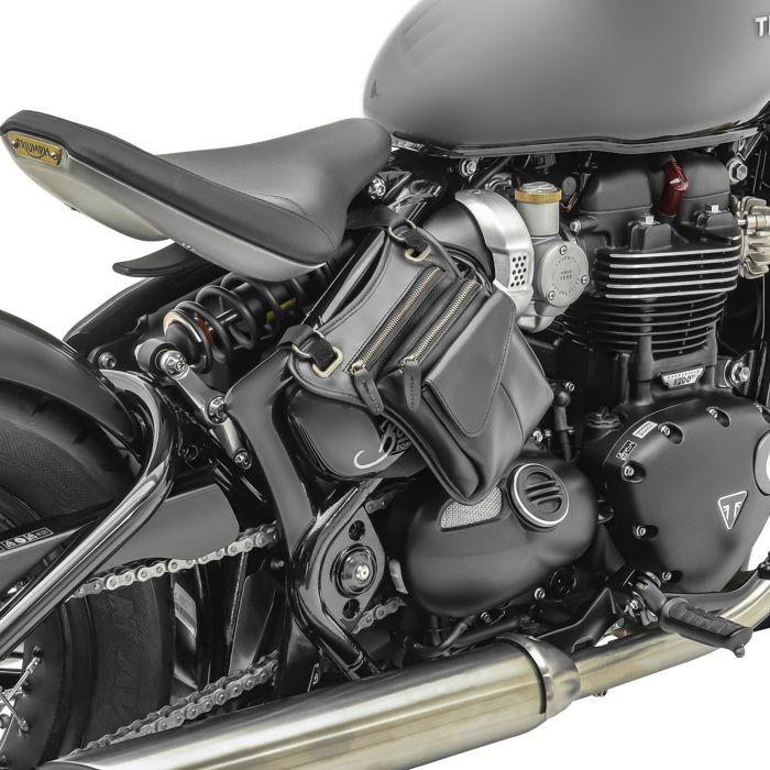 Sacoche latérale en cuir noir Craftride pour Triumph Bonneville Bobber