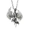 Classic Punk Mechanical Angel Warrior Pendant Necklace Men\\\\'s High Quality Metal Rock Biker Jewelry