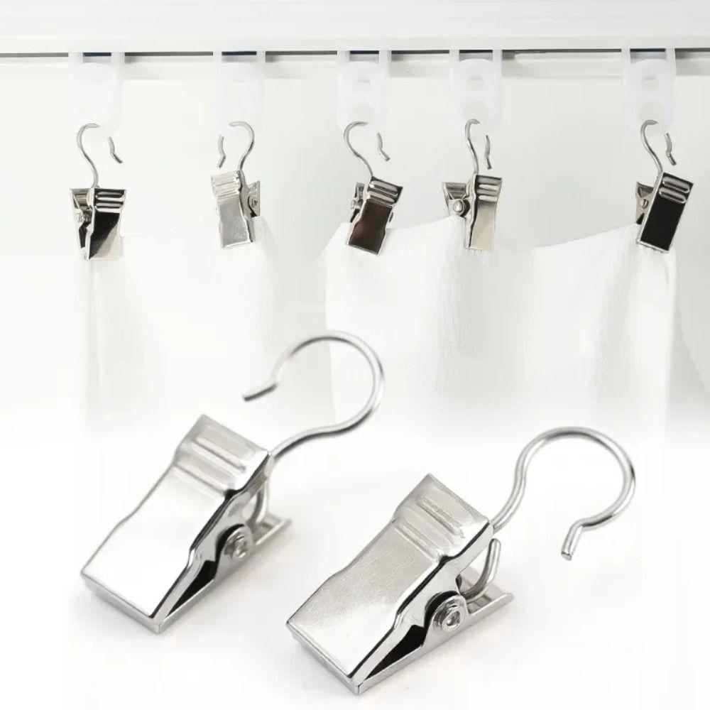 100Pcs Stainless Steel Drapery Crocodile Clip Hanging Shower Curtain Hook Clips  Display Photos