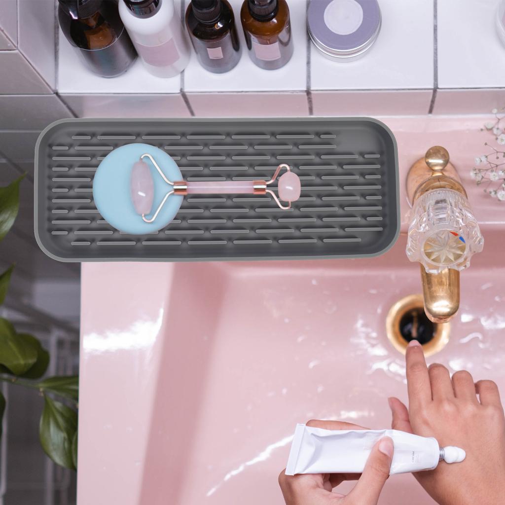 Silicone Storage Tray Thickened Non Slip Dish Drying Mat Household Kitchen Countertop Silicone Drying Tray Heat Insulation Pad