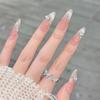 Press On Nails Medium Stiletto Glitter Fake Nails Press Ons with Design Reusable Acrylic False Nail Full Cover Glue On Nail Stick On Nail for Women