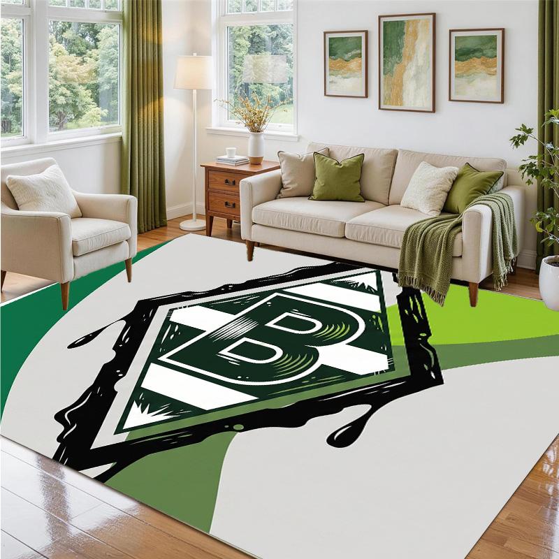 Borussia Mönchengladbach Design Crystal Velvet Rug Soft Decorative Mat for Bedroom Entrance