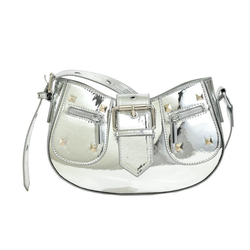 Women's bag fresh and sweet style personalized laser rivet women's armpit bag new commuter travel shoulder messenger bag