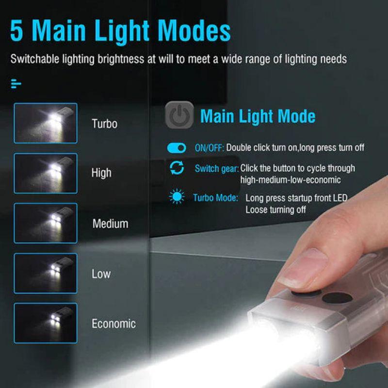 V10 EDC Keychain Flashlight Portable Mini Torch Type-C Rechargeable Work Light With Magnet UV Beep Camping Pocket Lantern