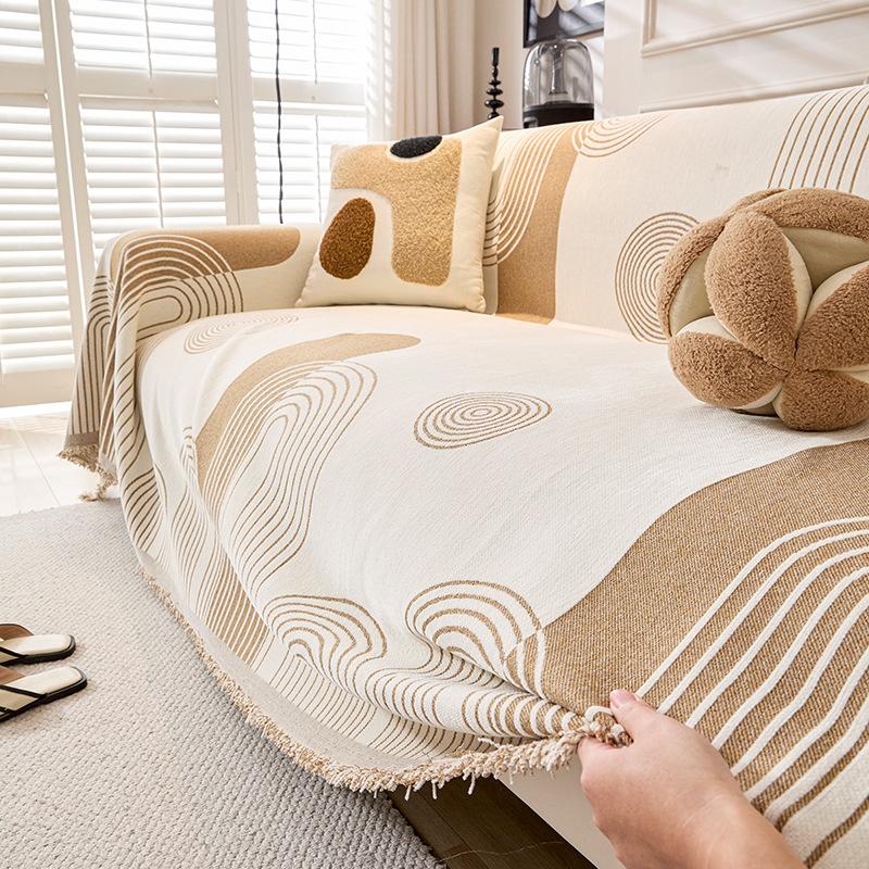 Modern Minimalist Geometric Line Sofa Throw Chenille High Quality Sofa Cover