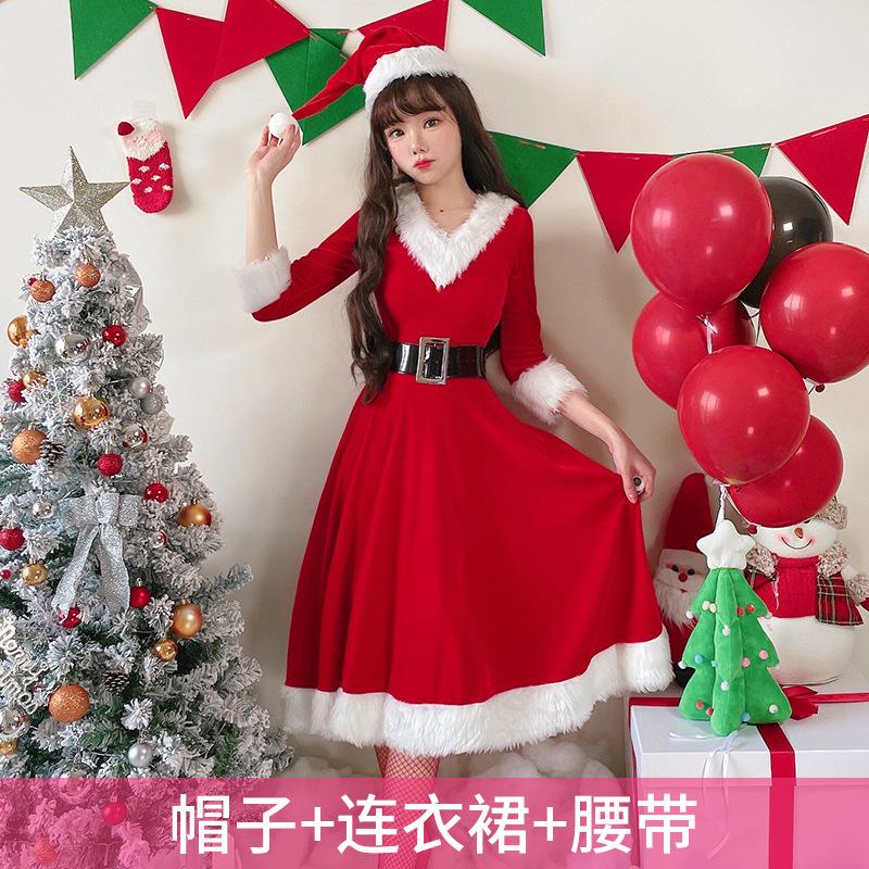 

Рождественский костюм Взрослый Женский Рождественский костюм Праздничное платье Маскарад Санта Клаус Длинное платье Платье XL