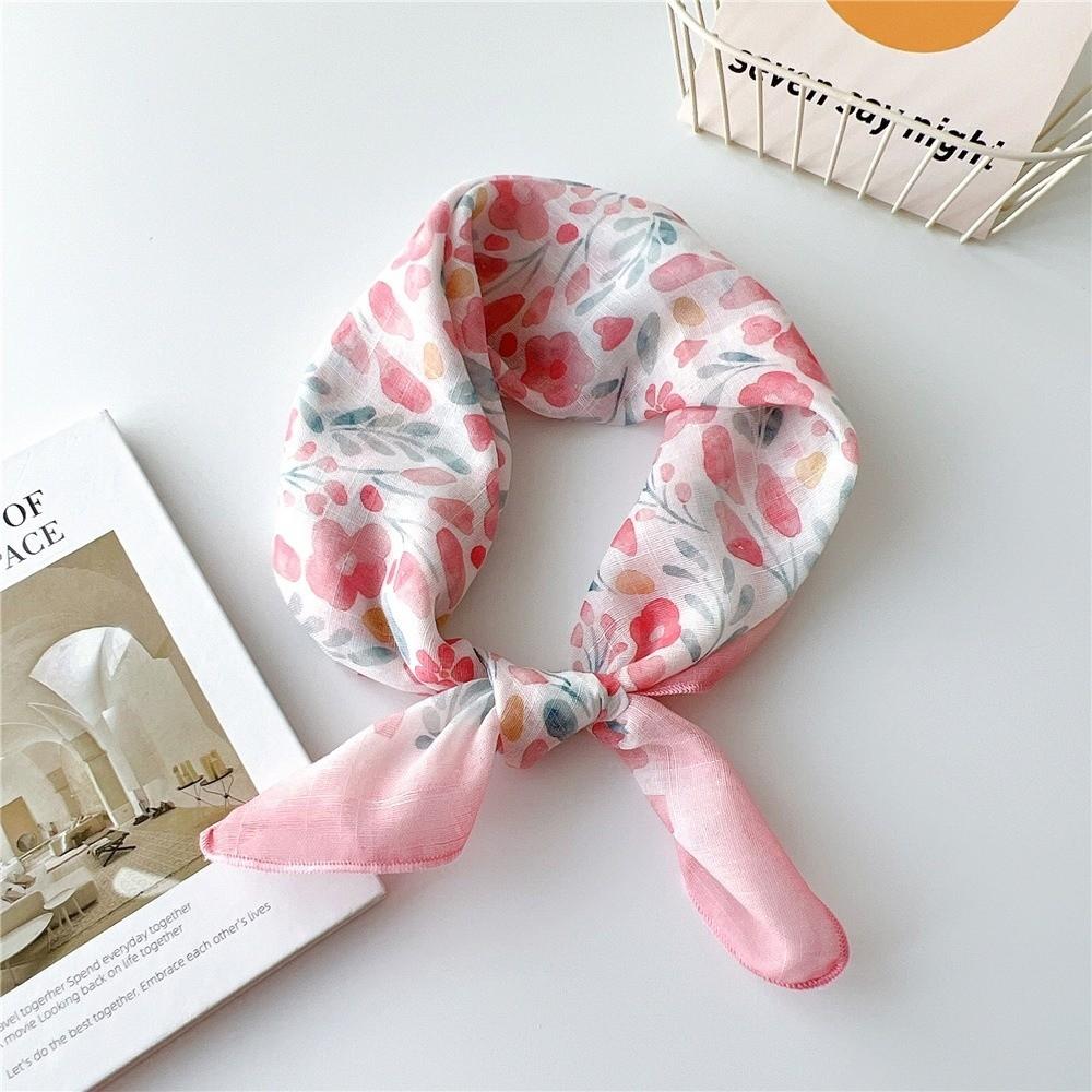 Cotton Linen Neckerchief Square Sunscreen Head Scarf Elegant Neck Scarf