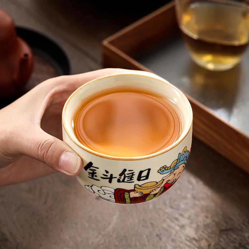 Ru Kiln Ceramic Tea Cup Crackle Glaze Personal Master Cup High End Develops Patina Gongfu Tea Ware Collection Gift