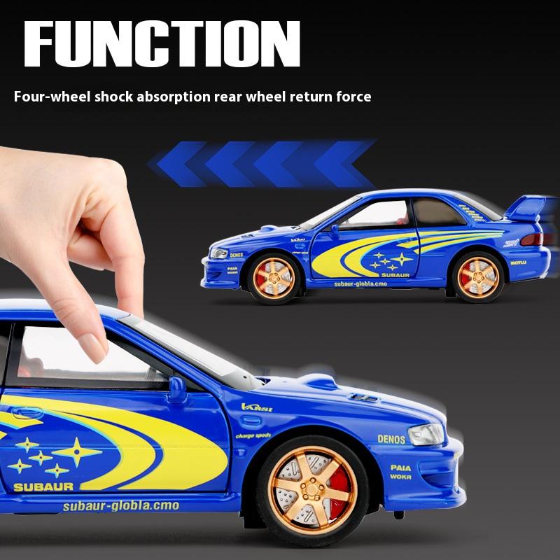 1/32 Scale Subaru Impreza Rally Alloy Racing Model Open Door Desk Ornament Sound Light Children's Toys Boy Gift