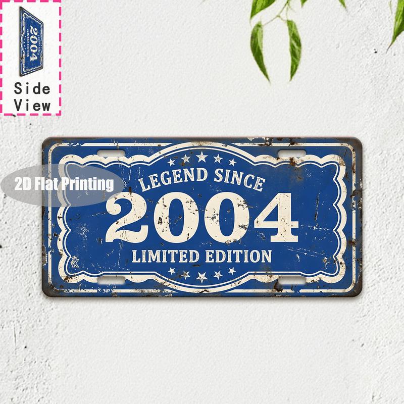Vintage City Coordinate Year Text Pattern Metal License Plate Sign Retro D Flat Printed Tin Plaque Wall Decor for Home Bar