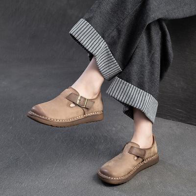 Mode GKTINOO 2025 Handgefertigte Echte Leder Ballerinas Damen Retro-Stil Slipper Freizeit-Loafer Weiche Sohle Literarischer Stil Damenschuhe