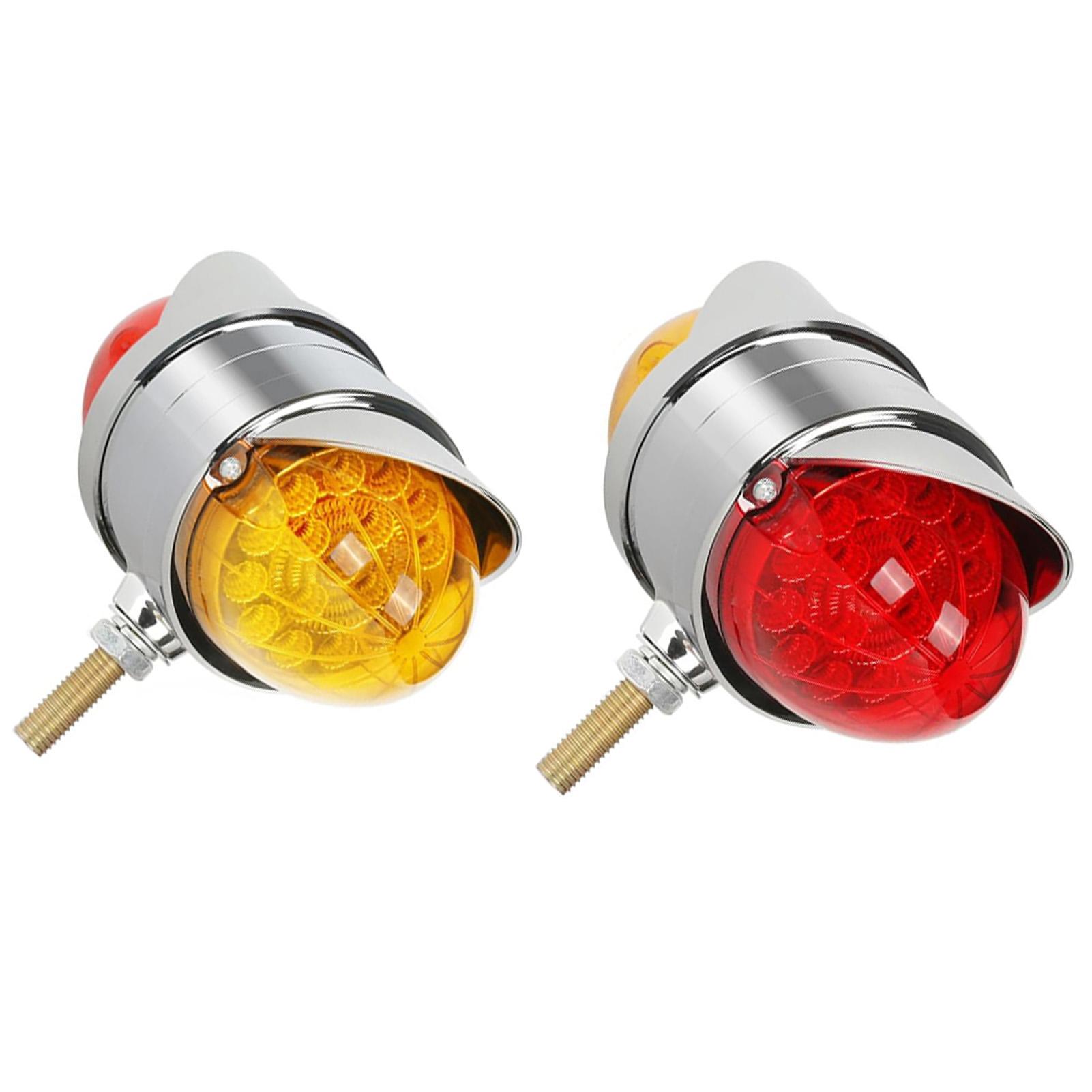 

2PCS Amber/Red Double Face 34 LED Watermelon Turn gnal Lights W/Visor Double Face Lights de