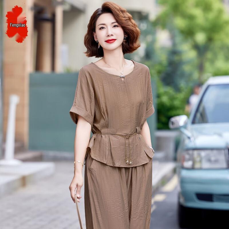 Women s Elegant Summer Wide-Leg Pants Two-Piece Set XXL