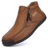 Large Size Men's Shoes Outdoor Casual Leather Shoes Medium Top Martin Boots Autumn and Winter Soft-soled Short Boots