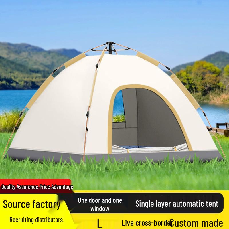 

Automatic Single-Layer Tent with One Door & One Window for Outdoor Camping and Picnics 1-2 people, one door, one window, beige