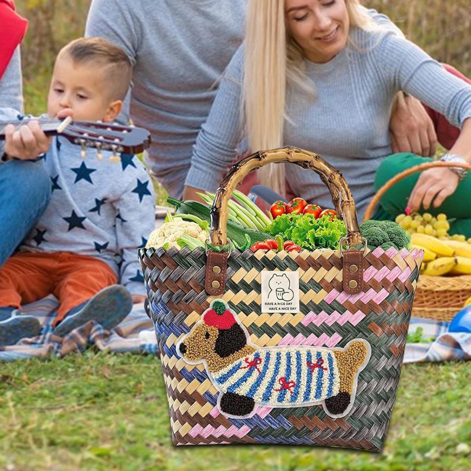 

Straw Beach Tote Dachshund Straw Shopping Bag Woven Handbag Shopping Basket For Work Travel Outdoor Picnic Wedding Dates CN