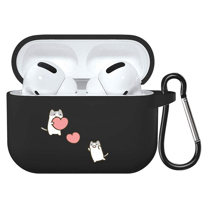 קריקטורה חמוד חיות מחמד כלב חתול בעל חיים ינשוף צמח פרחי אפל עבור אפל AirPods 2 3 כיסויי אוזניות חסינות זעזועים שחורות AirPods Pro Funds Cover