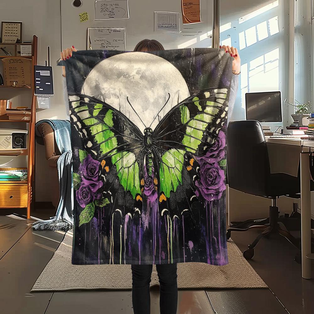 Dark Butterflies  Print Flannel Blanket, High Quality Comfortable for All Seasons, Home Decor, Warmth and Comfort
