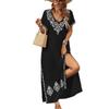 Women's Summer Slimming Over-the-Knee Printed Muslim Dress