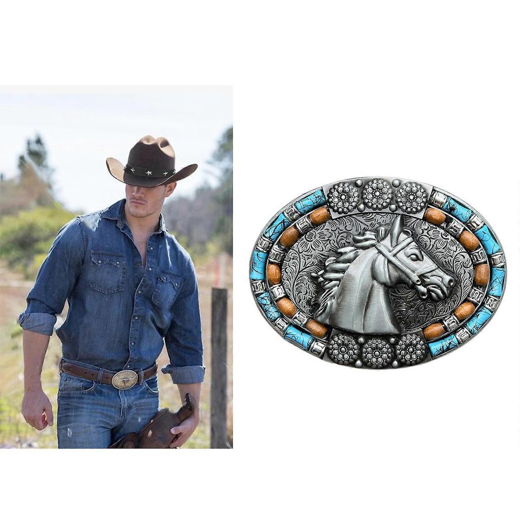Western Cowboy Carved Belt Buckle Metal Ethnic Style Personality Rock Belt Link Buckle Unisex Belt Buckle DIY Supplies