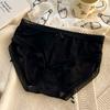 Women Mid Waist Ice Silk Lace Solid Color Antibacterial Crotch Comfortable Ladies Panties