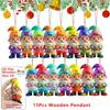30 Stück bunte Holz-Weihnachtswichtel-Anhänger, Xmas-Elfen-Hängeornamente für Heimdekoration & Weihnachtsfeier-Zubehör