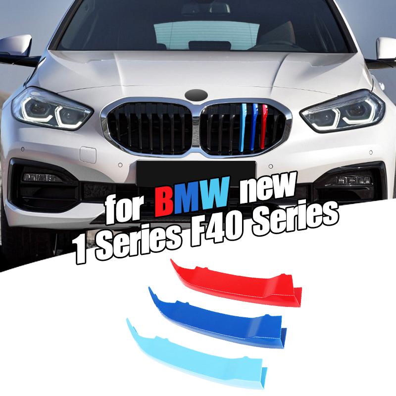 3PCS ABS M-Color Car Front Bumper Racing Grills Strips Trim Clips For BMW 1 Series F40 2020-2023 Styling Exterior Accessories