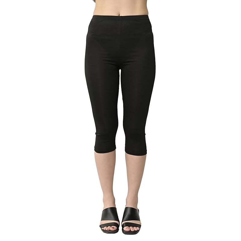 

[JANJAM] large size ladies Smooth leggings 3/4 length Sweat absorbent and quick drying UV cut leg wear inner black 3L-4L