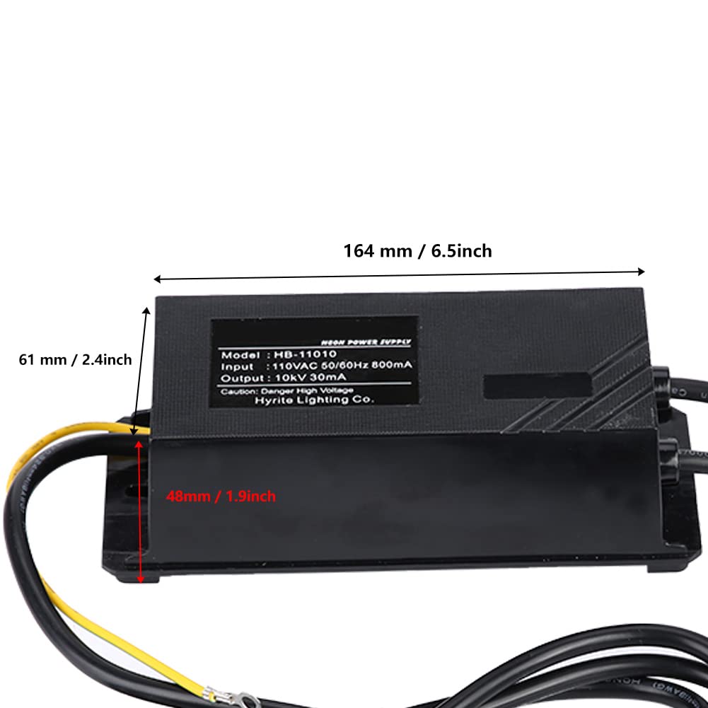 Neon Sign Power Supply, 10KV 30mA, 110V Compatible, Neon Light Transformer, Black, DIY Store Sign, Home Decor, Electronic Neon Sign Kit