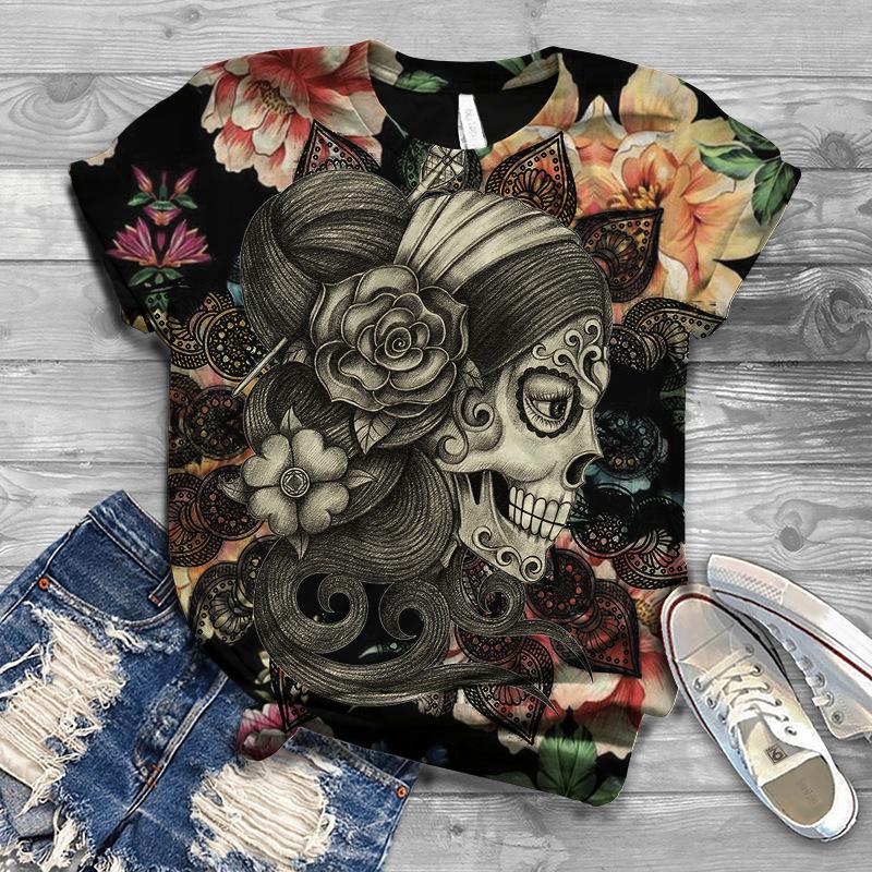 Uformell Kortermet Trykket Moteriktig Oversized 3D Topp Mønster T-skjorte for Menn Komfortabel Sommer Rund Hals