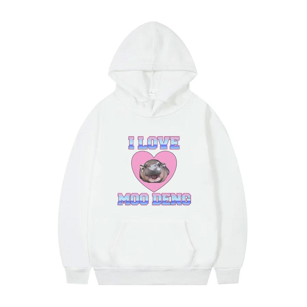 I Love Moo Deng Hoodie Funny Baby Hippo Meme Sportswear Men Women's Casual Oversized Hoodies Unsiex Fashion Brand Streetwear