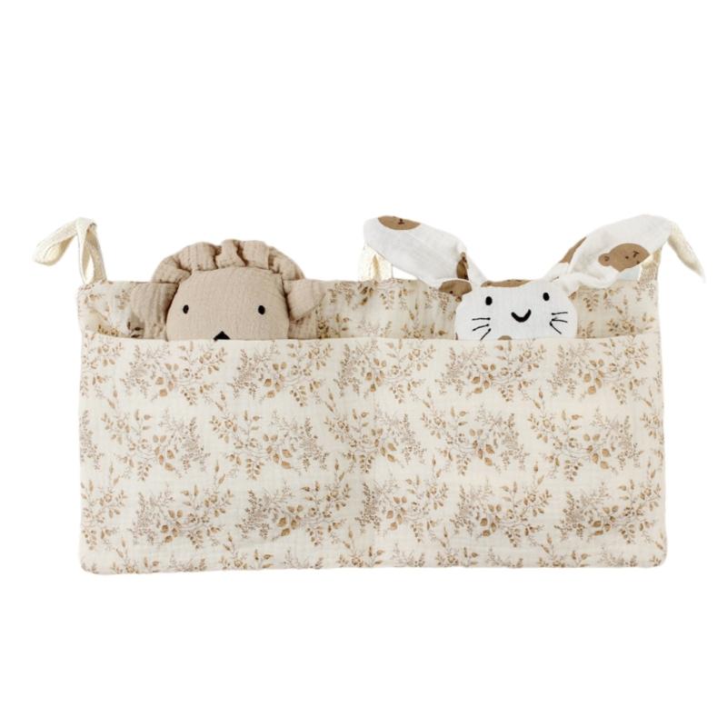 Baby Bedside Organizer Storage Bag with 2 Pockets for Toy Diaper Baby Cribs Storage Bag Multifunctional Hanging Pocket