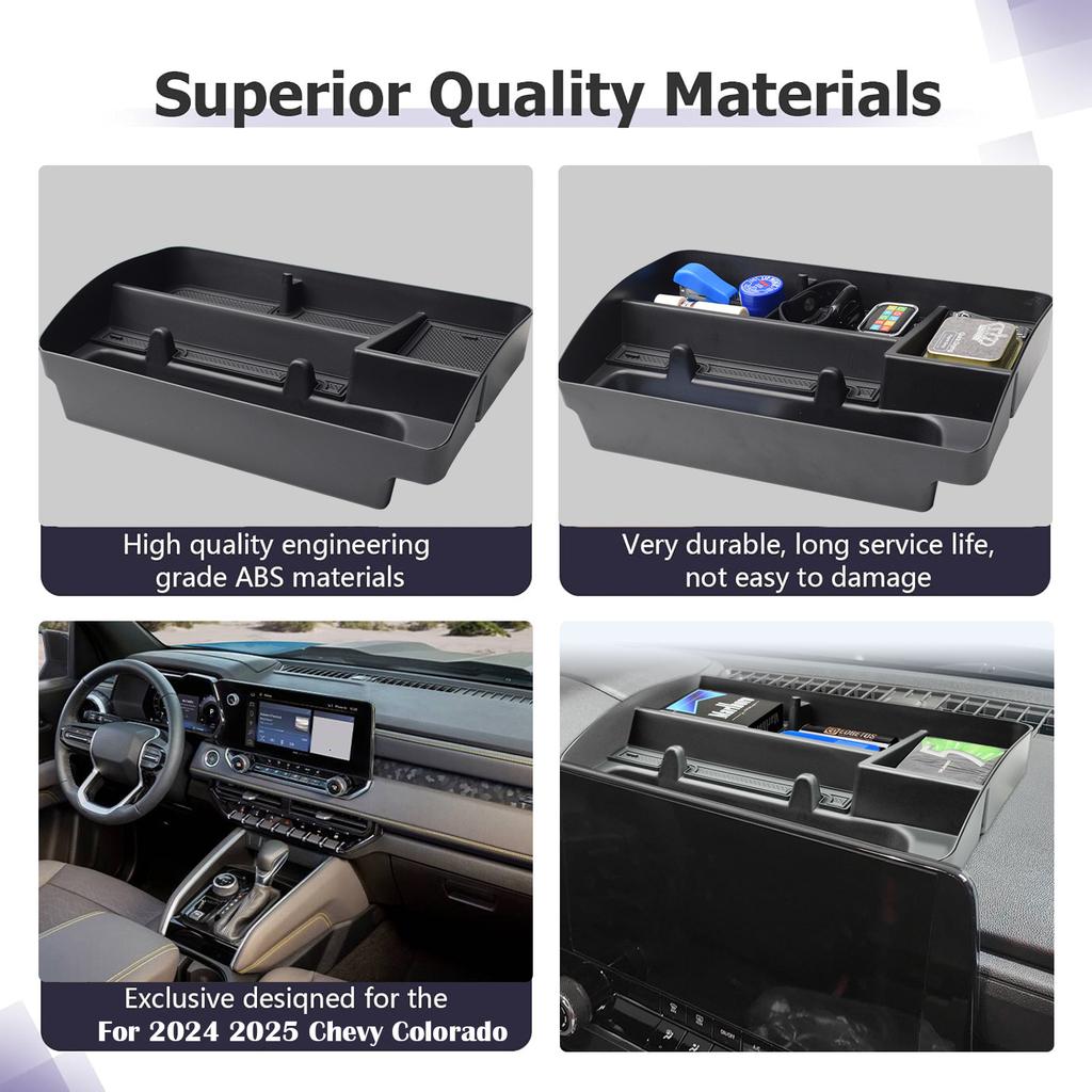 For 2025 2025 Chevy Colorado Center Console Dashboard Organizer ABS Accessories Storage Dash Board Center Console Tray Car Box