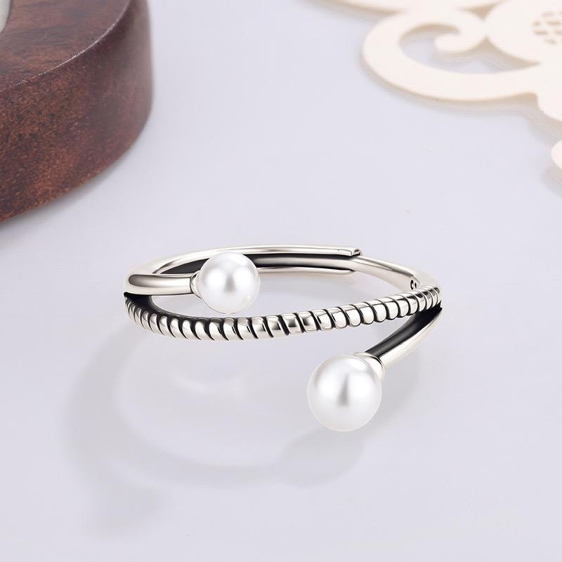 Xiaomi BF CLUB 925 Sterling Silver Ring For Women Jewelry Retro Heart Chain Open Vintage Handmade Ring Allergy For Party Birthday Gift