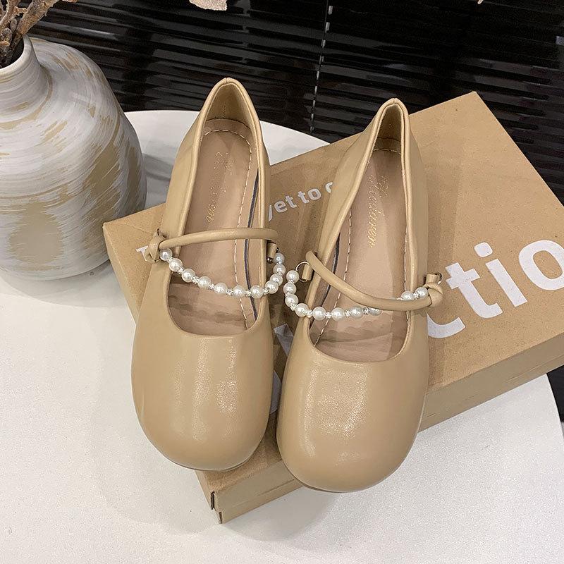 

Late evening breeze gentle shoes thick heel single shoes women s summer 2025 new Mary Jane women s shoes with skirt soft sole small leather shoes 40 абрикосовый