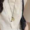 Brushed water drop love pendant, pull-out necklace, simple and high-end sweater chain, niche cold wind necklace jewelry