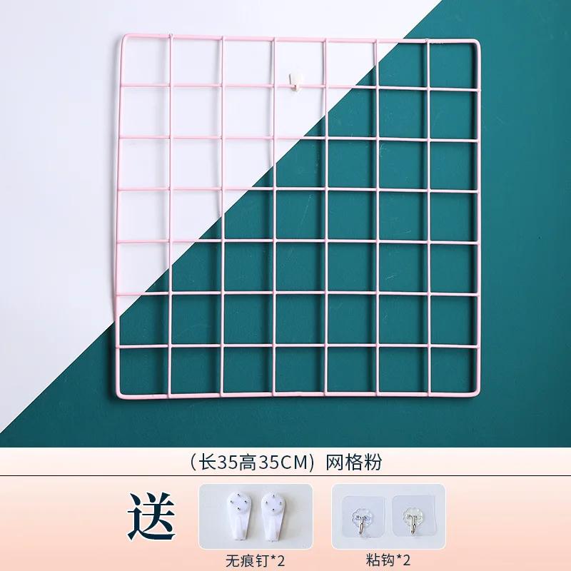 

Photo Wall Grid Panel, Photo Hanging Display, Metal Mesh Wall Decoration, Multi functional Hanging Painting рожевий